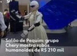 Robôs humanoides Mornine M1 da Chery à venda na China por 285.800 yuans, cerca de R$ 210 mil, para lojas, entretenimento e concessionárias, novidade no Salão de Pequim